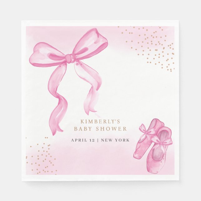 Minimalistische Ballerina Shoes Bow Baby Dusche Serviette (Vorderseite)