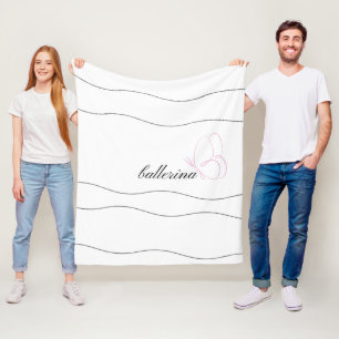 Minimalistische Ballerina und rosa Schmetterling W Fleecedecke
