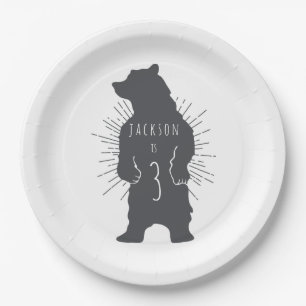 Minimalistische Bär-Geburtstag-Party-Papierplatte Pappteller