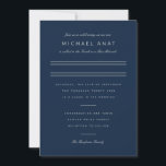 Minimalistische Bar Mitzvah Navy Blue Silver Einladung<br><div class="desc">Minimalistisches Layout. Ändern Sie die Farbe und die Schriftart sogar die Zeilen und den benutzerdefinierten Farbhintergrund,  um zu Ihrem Ereignis.</div>