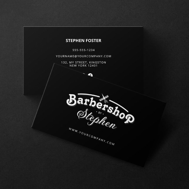 Minimalistische Barbershop Hairstylist Schere Schw Visitenkarte (Von Creator hochgeladen)