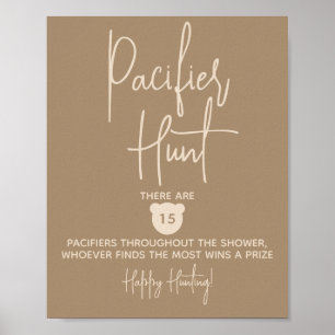 Minimalistische Bärendusche Schnuller Jagd Poster