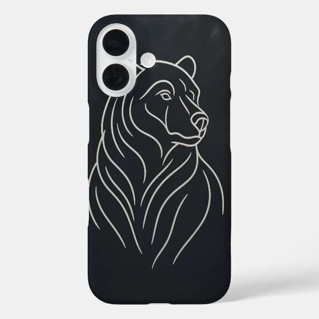 Minimalistische Bärenlinie Zeichnend iPhone 16 Hülle (Rückseite)
