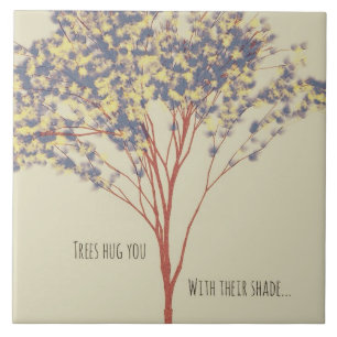 Minimalistische Baumkunst mit Zitat-Keramik Fliese