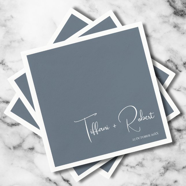 Minimalistische bearbeitbare Farbtöne blaue Hochze Serviette (Von Creator hochgeladen)