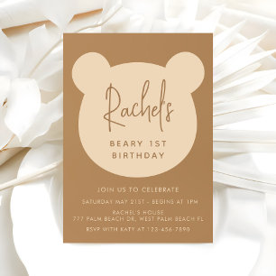Minimalistische Beary First Birthday Einladung