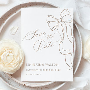 Minimalistische Beige-Band-Save-the-Date-Karte Einladung
