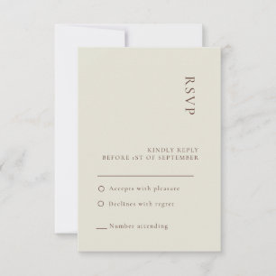 Minimalistische beige bohemian Hochzeit RSVP-Karte Einladung