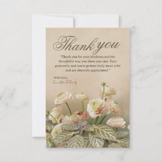 Minimalistische beige Dankeskarte mit Blumen