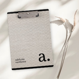 Minimalistische Beige Imitate Leinen aussehen Mono Klemmbrett