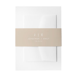 Minimalistische Beige Monogram Wedding Einladungsbanderole
