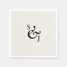 Minimalistische Beige Monogram Wedding Serviette