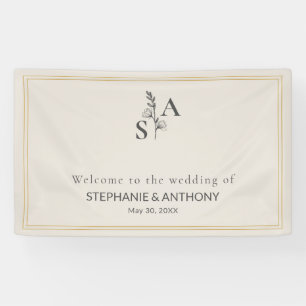 Minimalistische Beige-Monogramm-Wildblume Banner
