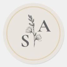 Minimalistische Beige-Monogramm-Wildblume