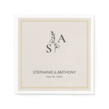 Minimalistische Beige-Monogramm-Wildblume