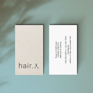 Minimalistische Beige Schwarzer Schere Haarstylist Visitenkarte