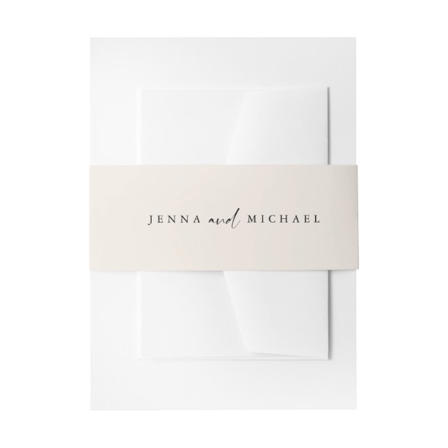 Minimalistische Beige-Script-Hochzeit Einladungsbanderole (Vorderseite Beispiel)