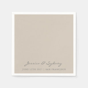 Minimalistische Beige Taupe Skript Hochzeit Custom Serviette