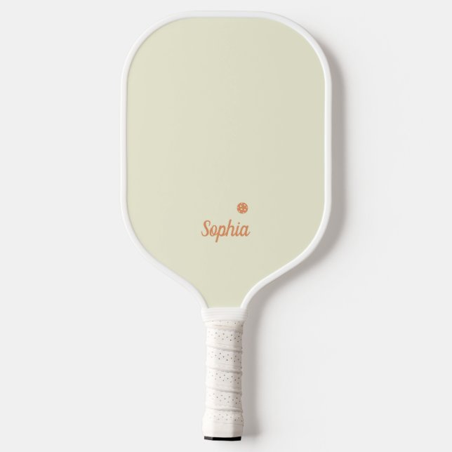 Minimalistische Beige und Weiß Moderne Monogramme Pickleball Schläger (Rückseite)