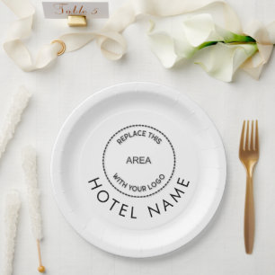 Minimalistische, benutzerdefinierte Logo-Hotel-Nam Pappteller