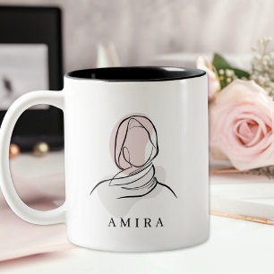 Minimalistische benutzerdefinierte Nam Hijab-Linie Zweifarbige Tasse