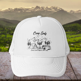 Minimalistische Berge Camp Bride Bachelorette Truckerkappe