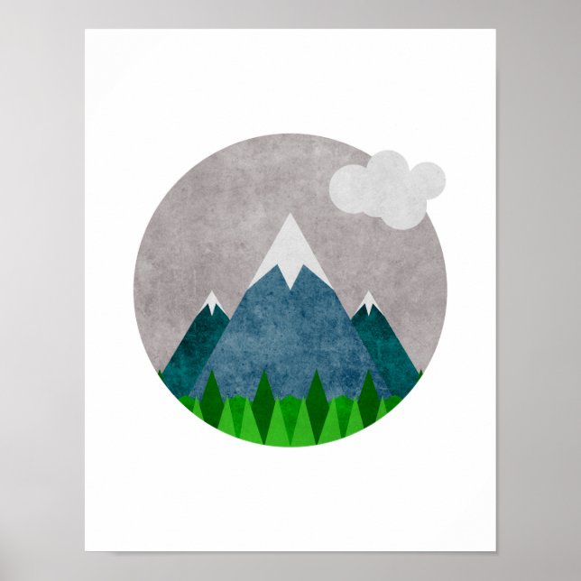 Minimalistische Berge Kunst Poster (Vorne)