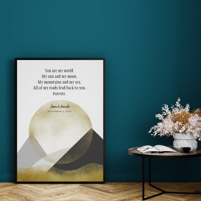 Minimalistische Berge Landschaft Elegante Hochzeit Poster (Von Creator hochgeladen)