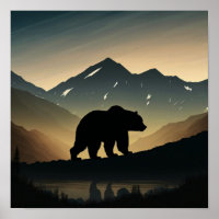 Minimalistische Berge und Silhouette des Schwarzen