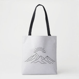 Minimalistische Bergsonne Line-Art-Tragetasche Tasche
