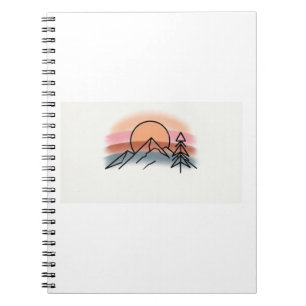 Minimalistische Bergsonne - Retro-Naturkunst-Desig Notizblock