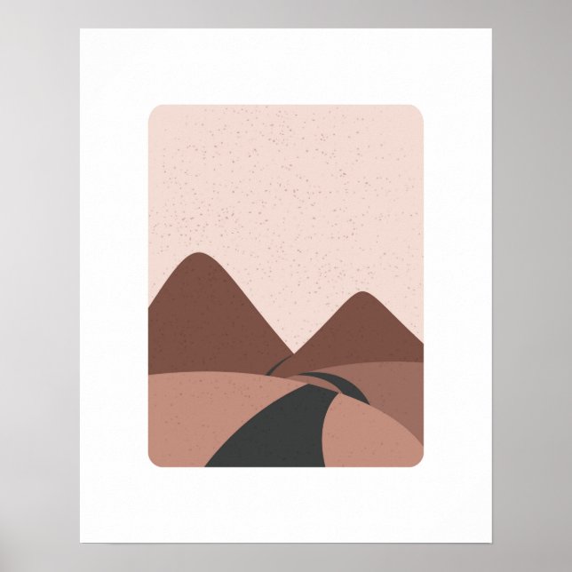 Minimalistische Bergstrasse Landschaft Kunst, Dich Poster (Vorne)