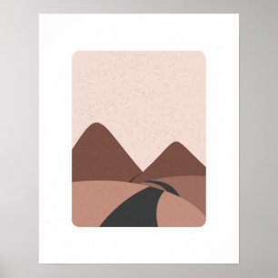 Minimalistische Bergstraßen-Landschaftskunst Poster