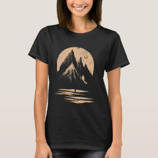 Minimalistische Bergwanderer-Abenteuer-Sonnenunter T-Shirt