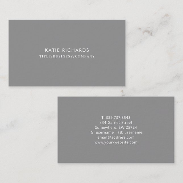 Minimalistische Beruflich-Grau-Visitenkarte Visitenkarte (Vorne/Hinten)