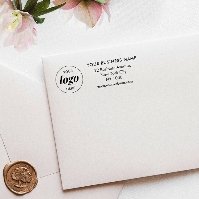 Minimalistische Berufliche Anschrift des Unternehm Gummistempel (Modern company logo address stamp with your custom text)