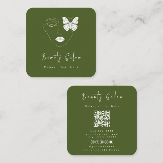 Minimalistische Berufliche Beauty Salon Visitenkar Begleitkarte (Vorne/Hinten)