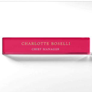Minimalistische Berufliche Carmine Red Gold-Farbe Namensplakette