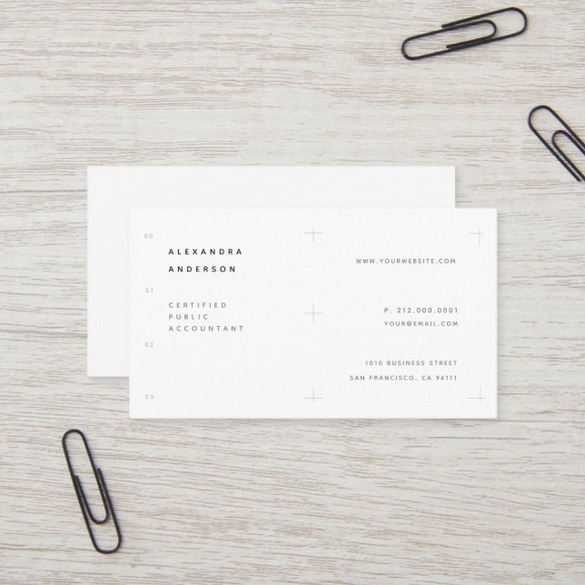 Minimalistische Berufliche CPA-Visitenkarte Visitenkarte (Vorderseite/Rückseite Beispiel)