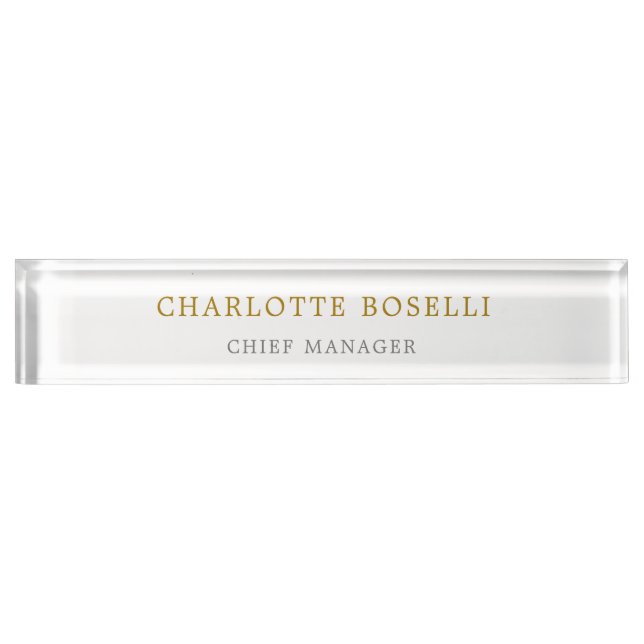 Minimalistische Berufliche Goldfarbe Namensplakette (Vorderseite)