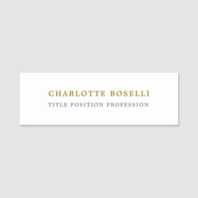 Minimalistische Berufliche Goldfarbe Namensschild (Vorderseite)