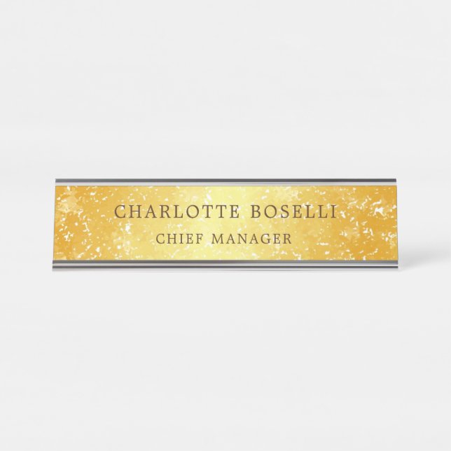 Minimalistische Berufliche Goldfarbe Schreibtischnamensplakette (Vorderseite )