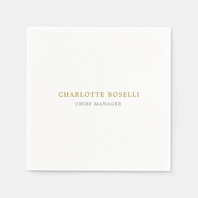 Minimalistische Berufliche Goldfarbe Serviette (Vorderseite)