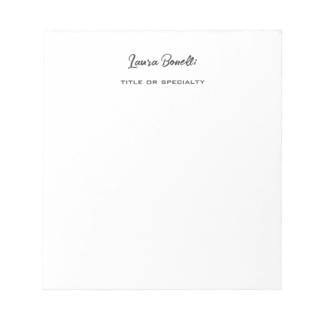 Minimalistische Berufliche moderne Handschrift Notizblock (Vorderseite)