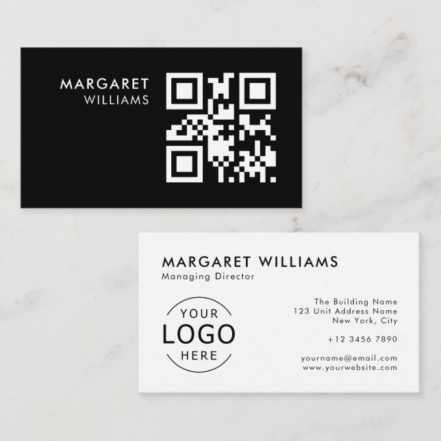 Minimalistische Berufliche QR-Logos Visitenkarte (Vorne/Hinten)