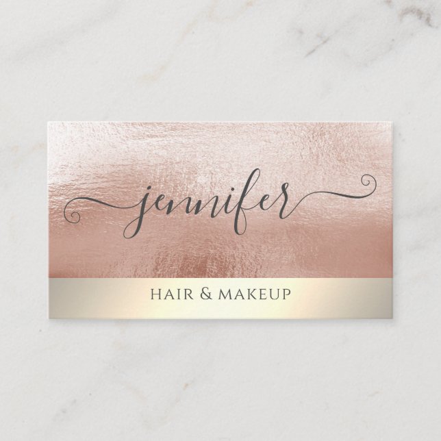Minimalistische berufliche Rose Goldfolie Visitenkarte (Vorderseite)