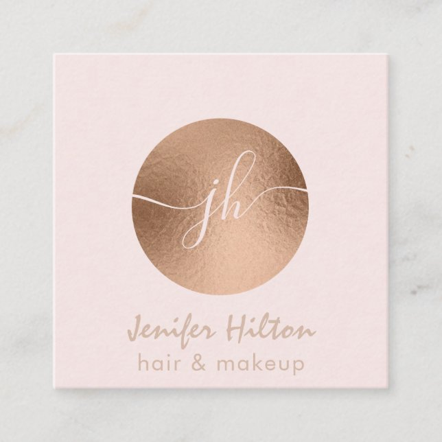 Minimalistische berufliche Rose Quadratische Visitenkarte (Vorderseite)