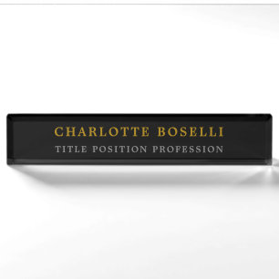 Minimalistische Berufliche Schwarz-Gold-Farbe Namensplakette