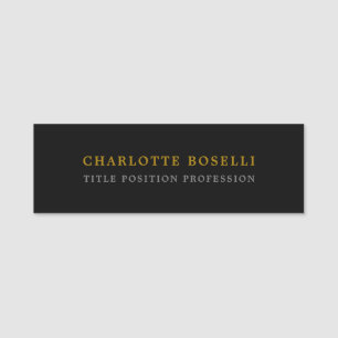 Minimalistische Berufliche Schwarz-Gold-Farbe Namensschild