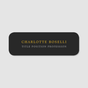 Minimalistische Berufliche Schwarz-Gold-Farbe Namensschild